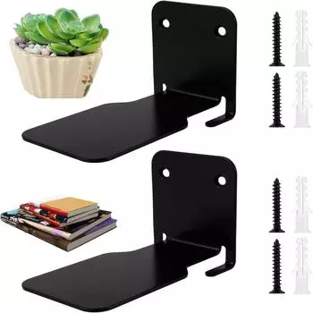 2 шт. 11*6,5 см книжные полки с винтами невидимая устойчивая ванная комната гостиная декор стенд для показа картин плавающий настенный органайзер чёрный