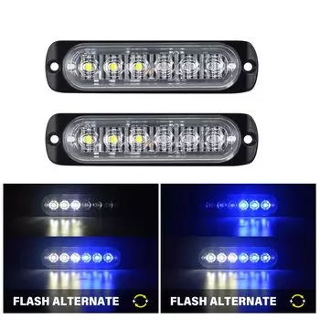 2 шт. 11 см светодиодные стробоскопические лампы 18 Вт 12-24 В 6 светодиодов идеально подходят для мигающих ламп (Белый Синий)