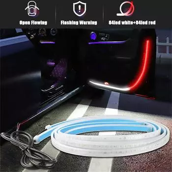 2 шт. 120 см универсальная автомобильная боковая дверь открытая плавная предупреждающая световая полоса приветственная безопасность красный белый светодиодный окружающий свет