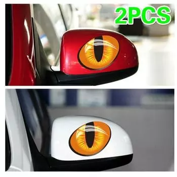 2 шт. 12*10 см милые наклейки для автомобиля с имитацией кошачьих глаз 3D виниловая наклейка для зеркала заднего вида двигателя автомобиля