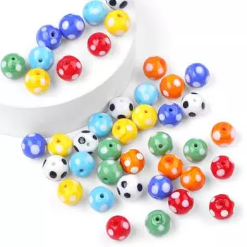 2 шт., 12 мм, ручная работа, цветная глазурь, круглый шарик, точечный узор, стеклянные бусины для изготовления ювелирных изделий, браслет, ожерелье, серьги