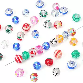 2 шт., 12 мм, ручная роспись, забавные разноцветные стеклянные бусины, очаровательные стеклянные бусины для самостоятельного изготовления ювелирных изделий