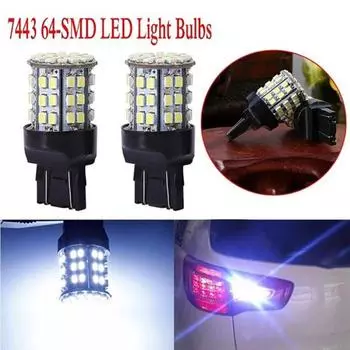 2 шт. 12 В T20 7440 7443 64-SMD 6000K Автомобильный задний тормозной светодиодный фонарь