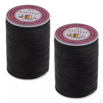 2 шт., 130 м, 0,5 мм, черная кожаная вощеная нить, шнур для рукоделия