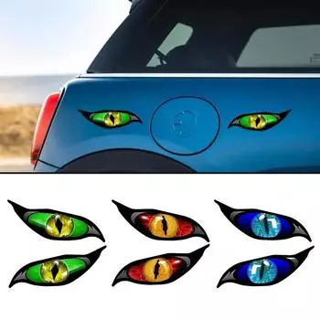 2 шт 13 см x 9,5 см для злых желтых глаз RV мотоцикл автомобиль наклейки окклюзия царапины водонепроницаемый лобовое стекло фургон аниме наклейка красный