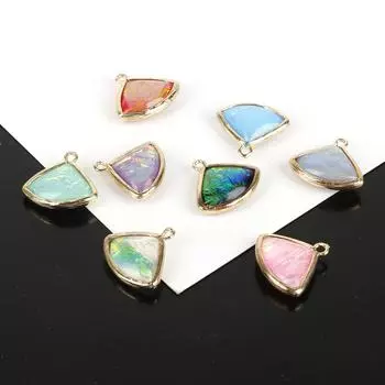 2 шт., 15*19 мм, ослепительный цвет, веерообразная форма, подвеска в виде облака, посылка, края, ювелирные компоненты, для изготовления серег, браслета, ожерелья 15*19mm 2pcs темно-зеленого