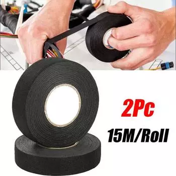 2 шт., 15 м/рулон, термостойкая лента, коропласт, клейкая автомобильная тканевая лента для автомобильного жгута проводов, тканевый ткацкий станок, электрическая нагревательная лента 2PC