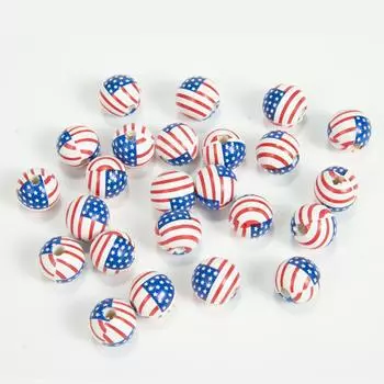 2 шт., 16-38 мм, круглые бусины с ярким принтом американского флага, День независимости, свободные бусины-разделители для браслетов, ожерелья, изготовления ювелирных изделий Independence Day Hat 16mm