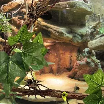 2 шт. 17-дюймовые ветки для рептилий с присосками, лазающие лианы для ящериц с листьями, гибкие поддельные ветки для террариума, аксессуары для аквариума со змеями и гекконами 2pcs