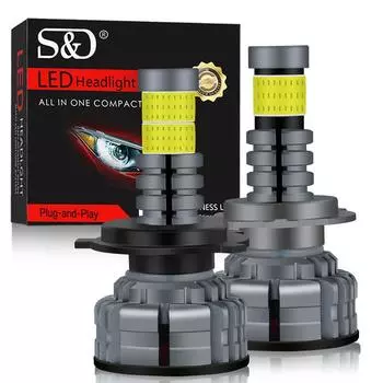 2 шт. 18000LM H7 светодиодные H1 H8 H11 H4 светодиодные фары 3D чипы COB 9005 HB3 9006 HB4 9012 HIR2 светодиодные автомобильные лампы 360° Auto Turbo White 6500K 12V 9005 HB3