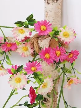 2 шт., 180 см, искусственная лоза ромашки, искусственный цветок, цветочные веревки, висячие лозы плюща, искусственные лозы ромашки для дома, декор свадебной арки фиолетовый