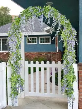 2 шт., 180 см, искусственные цветы глицинии, гирлянда из глицинии для украшения свадебной арки, настоящее прикосновение, шелковый цветок, веревка плюща, декор для дома и сада, искусственный цветок фиолетовый