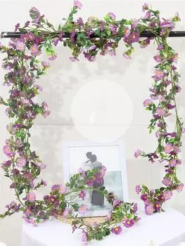 2 шт. 180 см искусственные ромашковые лозы искусственные ромашковые лозы искусственные цветы цветочные гирлянды подвесной плющ для домашнего декора свадебной арки фиолетовый