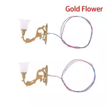 2 шт. 1/12 Кукольный домик Декор Модель настенного светильника Сад Двор Люстра Песочный стол Светодиодный свет