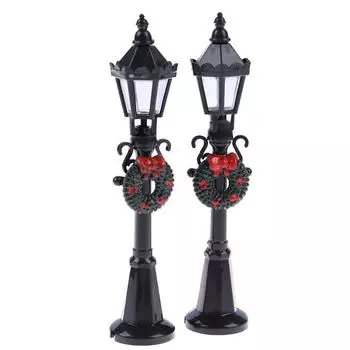 2 шт. 1/12 кукольный домик миниатюрный рождественский парк уличный фонарь кукла уличный фонарь декор игрушка домашний декор 2pc