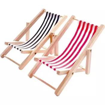 2 шт. 1/12 миниатюрный шезлонг, деревянный шезлонг для DIY, сад дзен, украшение пляжного микроландшафта, аксессуары для мини-мебелей 11*5cm чёрный