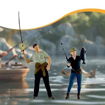 2 шт. 1/64 масштабные фигурки рыболовов миниатюры персонажей сцены новинка искусство коллекционирование мужской