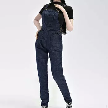 2 шт. 1/6 масштаб футболка и подтяжки джинсы костюм, ручная работа кукольная одежда для 12-дюймовых женских действий