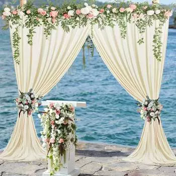 2 шт. 1,6x2 м шифоновая тюль цвета слоновой кости свадебный фон пряжа прозрачная ткань деревенская свадьба день рождения декор