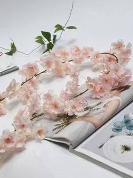2 шт. 1,8 м искусственная гирлянда из цветущей вишни, подвесные лозы для домашнего декора, свадебной вечеринки, декора в стиле кавайи розовый