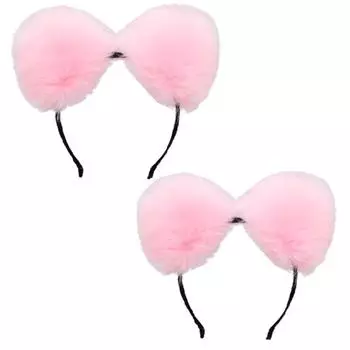 2 шт. 1 комплект H58-розовый супер мягкий ободок для волос в виде лисы, кошки, волка, животного, для вечеринки в честь Нового года, рождественский ободок для волос