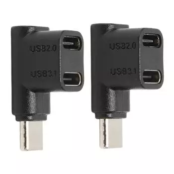 2 шт. 1 на 2 USB C 3.1 угловой адаптер 90 градусов 10 Гбит/с USB 3.1 Type C Male на USBC 3.1 USB C2.0 Dual