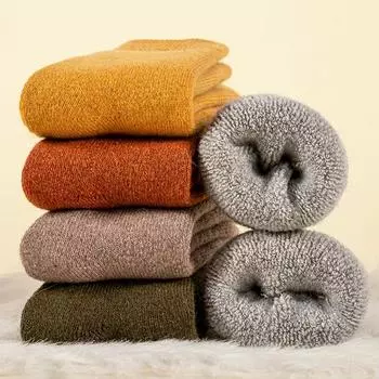 2 шт. = 1 пара очень толстых теплых женских носков, шерстяные зимние однотонные махровые носки из мериносовой шерсти для защиты от холодного снега, кашемировые носки, дропшиппинг жёлтый