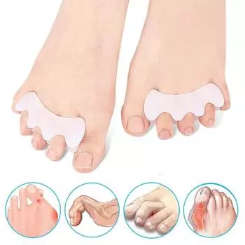 2 шт. = 1 пара жестких силиконовых разделителей пальцев ног с 3 отверстиями для коррекции вальгусной деформации большого пальца стопы, ортопедические распорки, перекрывающие молоток, корректор стопы