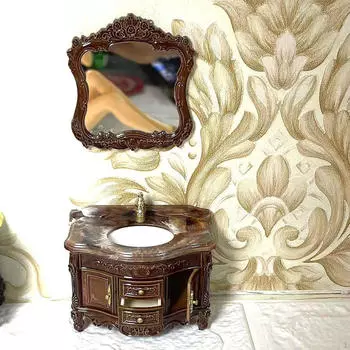 2 шт.,1:Раковина для кукольного домика 12 масштаба, принадлежности для игрового домика, аксессуары для мебели и хобби коричневый