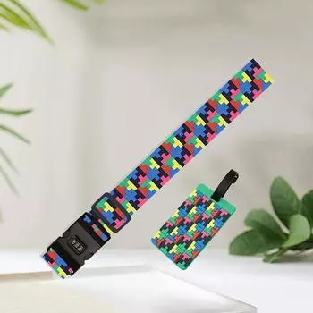 2 шт. (1 ремень для багажа + 1 посадочный талон) Багажный ремень с пряжкой из одного символа, замок с паролем, ремень для крепления багажного ремня 2pcs