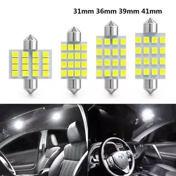 2 шт./1 шт. 16SMD светодиодный 1210 31 мм 36 39 41 мм автомобильный белый интерьерный купольный светильник гирлянда накаливания лампа постоянного тока 12 В C5W лампа для чтения 31mm белый