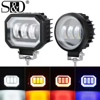 2 шт./1 шт. 4 дюйма, 30 Вт, 12 В, 24 В, водонепроницаемый круглый светодиодный светильник «ангельские глазки», портативные прожекторы, мотоцикл, внедорожный грузовик, вождение автомобиля, лодка, квадратный рабочий свет 1Pc Rouond жёлтый/белый