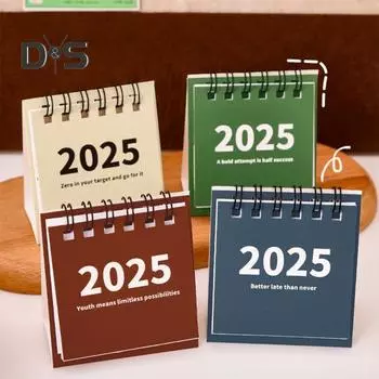 2 шт. 2025 настольный календарь мини настольный перекидной календарь портативный школьный канцелярский планировщик обучения карманный календарь синий/белый