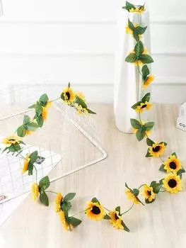 2 шт. 230 см шелковая лоза подсолнечника искусственная лоза подсолнечника для домашнего декора вечеринки свадьбы арки украшения для кондиционера водопровода