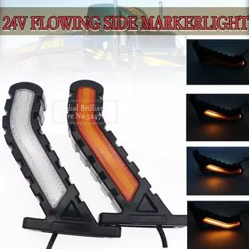 2 шт. 24 В парковочный указатель поворота для грузовика, прицепа, тягача, последовательный динамический красный, белый, янтарный светодиодный габаритный фонарь, задний фонарь, водонепроницаемый CHINA