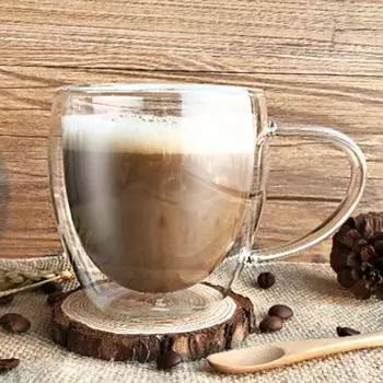 2 шт., 250/350/450 мл, двухслойная термостойкая стеклянная чашка, офисная кружка для кофе, чая с ручкой 1pcs 80ML