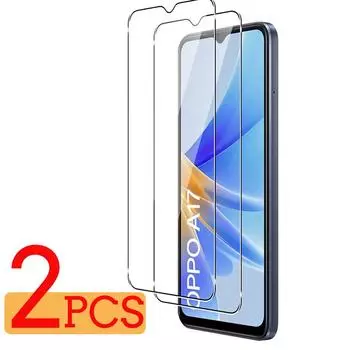 2 шт. 2 шт. Защитная крышка из закаленного стекла OPPO A17 A17K A 17 A 17K 6,56 дюйма Защитная пленка для экрана Взрывозащищенная пленка HD Полный чехол для корпуса OPPO A17k белый