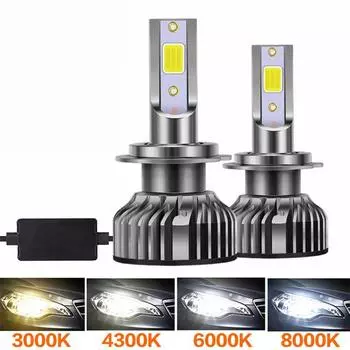 2 шт. 3000K 6000K светодиодные лампы для фар 4300K 8000K 15000K автомобильные фары H7 H4 H3 светодиодные противотуманные фары H1 H8 H9 H11 9006 9005 Canbus H1 белый