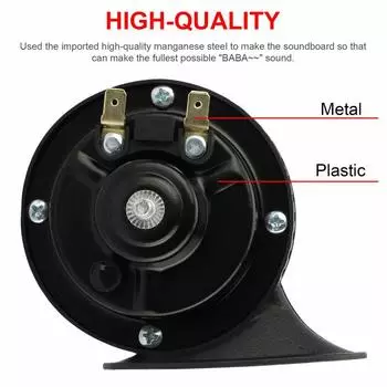 2 шт., 300 дБ, супер громкие звуковые сигналы, 12 В, водонепроницаемый сменный комплект воздушных звуковых сигналов для автомобиля, мотоцикла, грузовика чёрный