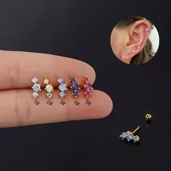 2 шт. 316L простые красочные серьги-гвоздики из нержавеющей стали для женщин маленький цирконий ювелирные изделия для пирсинга в стиле панк в стиле хип-хоп