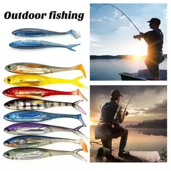 2 шт., 31 г/12,5 см, мягкие приманки, искусственная приманка, яркий цвет, мягкие, гибкие, устойчивые к укусу, реалистичные рыболовные приманки с Т-образным хвостом, приманки для плавания B зелёный/белый