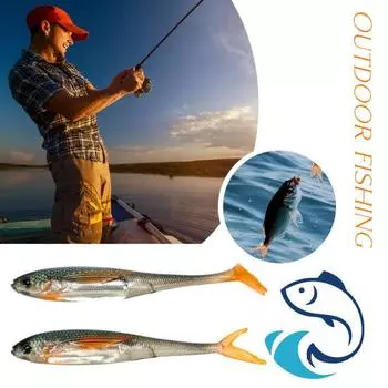 2 шт., 31 г/12,5 см, мягкие приманки, искусственная приманка, яркий цвет, мягкие, гибкие, устойчивые к укусу, реалистичные рыболовные приманки с Т-образным хвостом, приманки для плавания B зелёный/белый