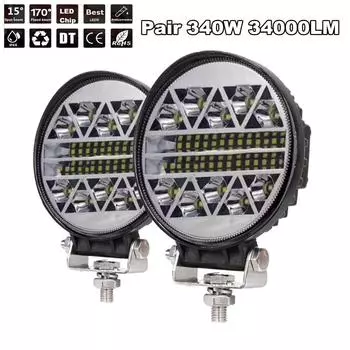 2 шт. 340 Вт 6500K 34000 лм светодиодная рабочая фара-балка заливающего и точечного света для бездорожья 4WD внедорожника, фара для вождения, противотуманная фара