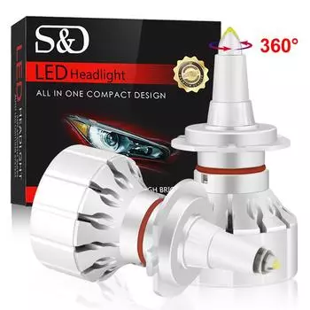 2 шт., 360 ° H7 H11, автомобильные светодиодные фары 9005 HB3 9006 HB4 9012 Hir2, светодиодные лампы Canbus, супер яркие 25000LM, 120 Вт, авто турбо, фара из кварцевого стекла 9006 HB4