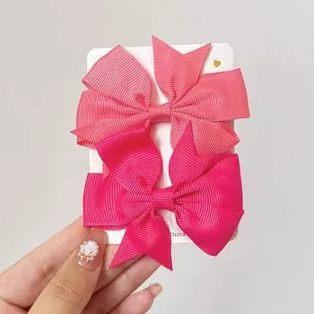 2 шт. 3,2 Однотонные банты для волос из репсовой ленты с заколками для девочек, маленькие заколки-банты для волос, детские заколки ручной работы, аксессуары для волос