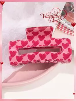 2 шт. 3,3-дюймовые розовые большие заколки-крабы для густых волос, квадратные зажимы для челюсти, милые аксессуары на День святого Валентина, подарки для женщин, девушек