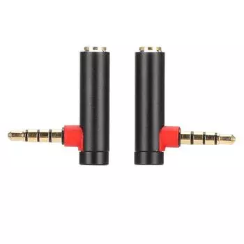 2 шт. 3,5 мм штекер-гнездо o адаптер угловой стереокабель для наушников Jack Plug черный чёрный