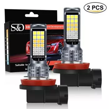 2 шт., 3 цвета H11, светодиодные, высокое качество, 3030, светодиодные, авто, противотуманные фары, автомобильные противотуманные фары, противотуманные фары, желтый, белый, синий переключатель, свободно