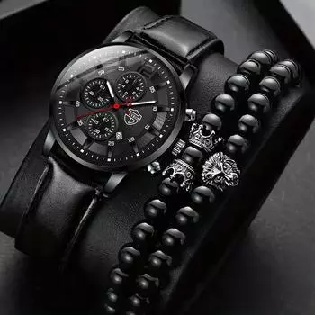 2 шт./3 шт./компл., 1 шт. модные мужские повседневные деловые кварцевые часы и 1 шт. браслет/2 шт. набор браслетов, лучшие подарки для него