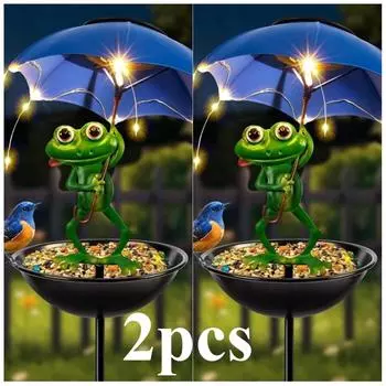 2 шт./3 шт. Наружный железный водонепроницаемый статуэтка-светильник, имитация животного, солнечный свет, с пчелой и фламинго, лягушкой и кормушкой для колибри, украшение